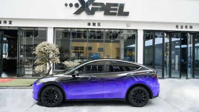 黑紫渐变改色膜|特斯拉model y 贴车身改色膜