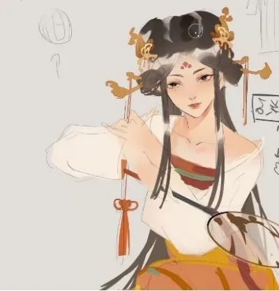 古风少女的上色今晚八点半日系插画师时若可止讲解古风少女色彩细化