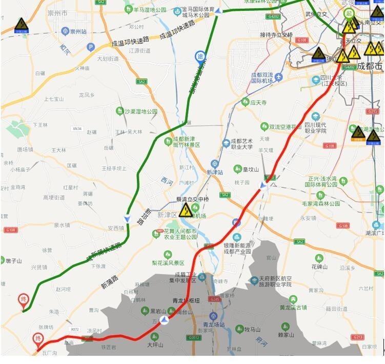 成雅高速公路 成雅高速公路 出城绕行线路: (1)三环路草金立交～成新