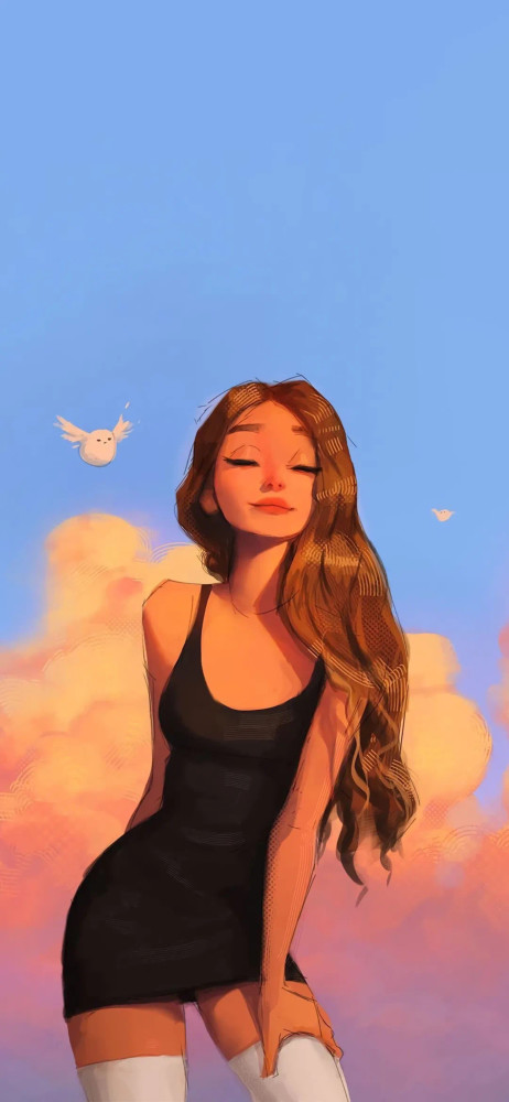 手机插画壁纸——欧美风