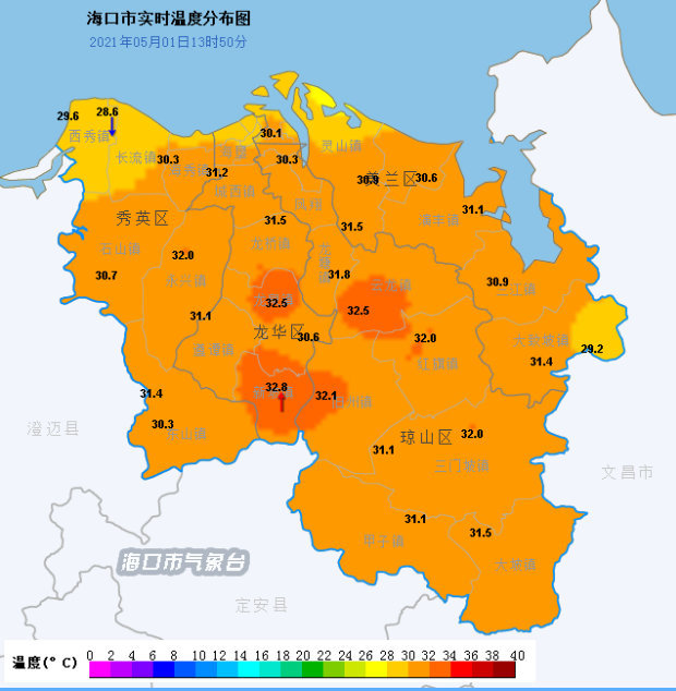 海口市气象台5月1日14时发布:短时天气