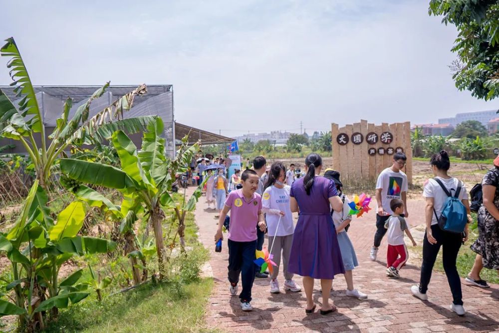 来到文圃研学农耕区 孩子们和父母一起拉犁