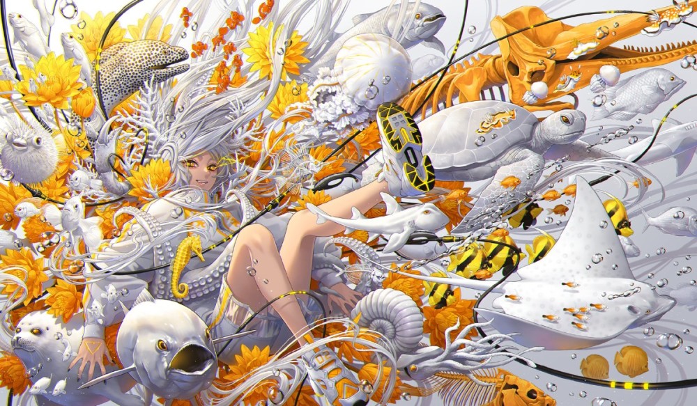 五彩斑斓的白色系插画霸气的画风细节满满
