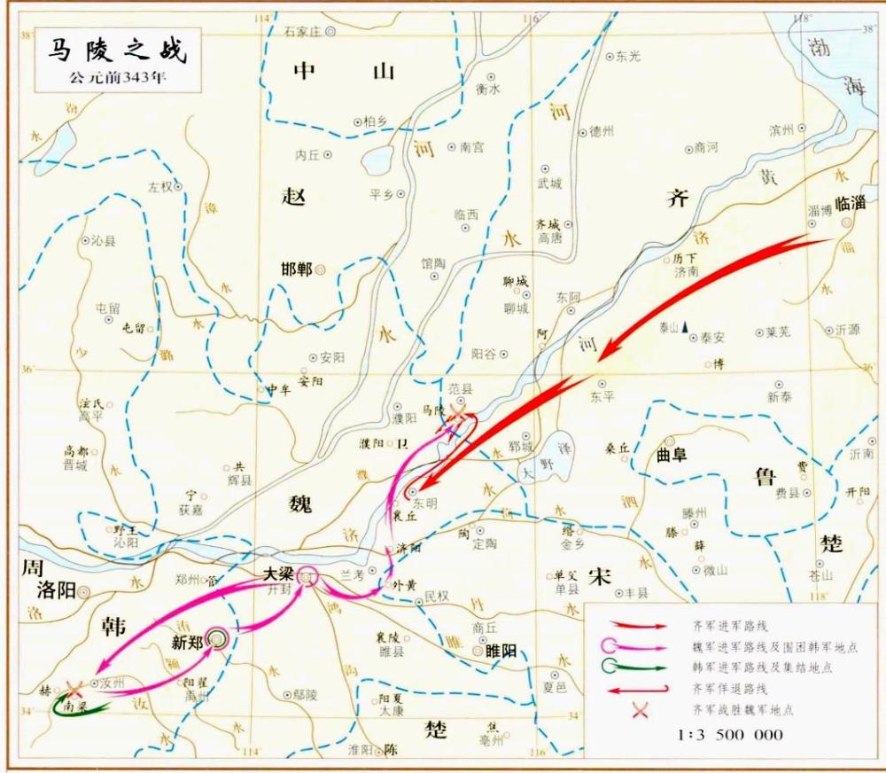 马陵之战齐军到达马陵这个地方后,在这里埋伏了一万名弓箭手,还在一棵