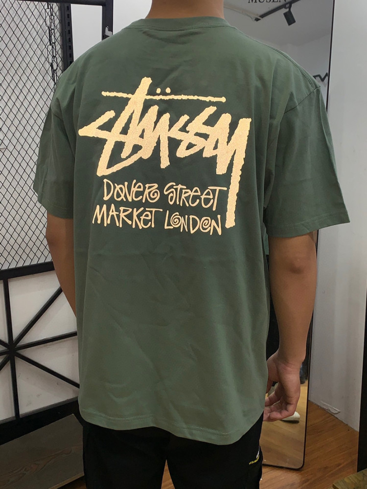 stussy后背大反光印花logo纯棉短袖t恤男女宽松短袖