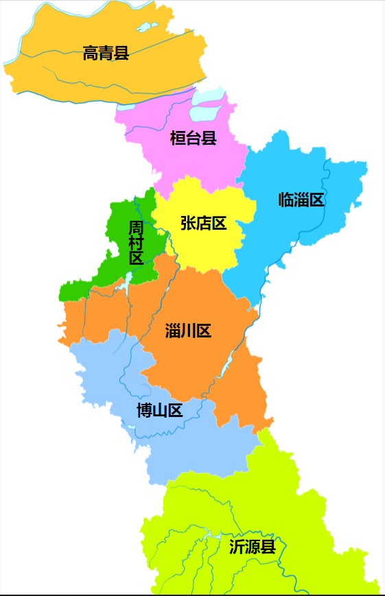 1990年,淄博市扩大,辖五区三县.