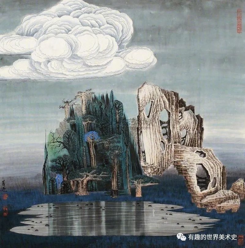 著名画家"江南鬼才" 薛亮 青绿山水画作品