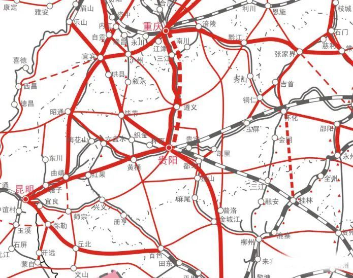 铁路线路走向示意图▼瓮马铁路一期▼瓮马铁路及南北延伸线走向示意图