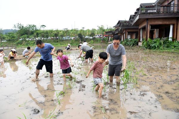 "五一"假期,位于重庆近郊的江津区五一田社运营基地雨仙农谷景区游人