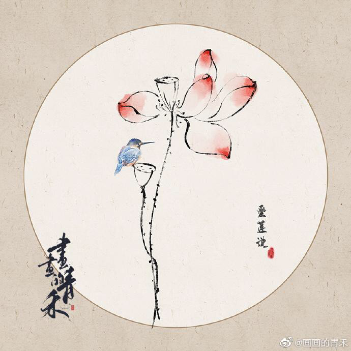 古风水墨插画太有韵味了画师画画的青禾