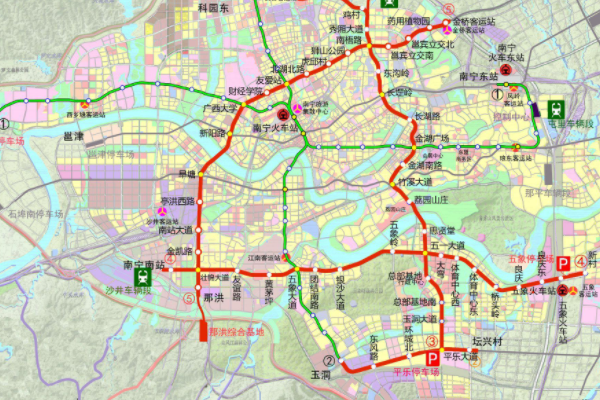 南宁轨道交通5号线主线南起那洪,北至金桥客运站,全部为地下车站,共