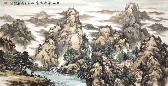 泉水带雨出溪林 68cm x 138cm