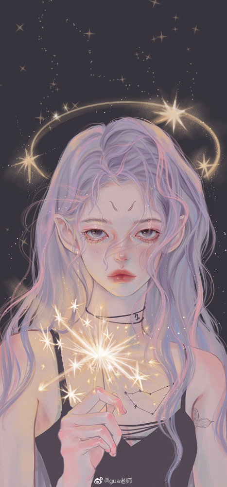 十二星座插画ins风少女壁纸