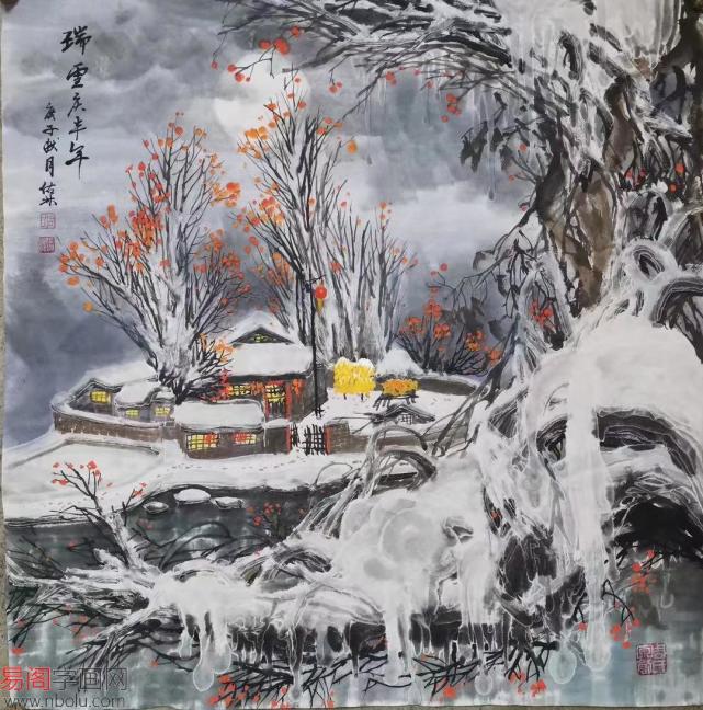 国画雪景山水画 独特意境描绘中国乡野文化