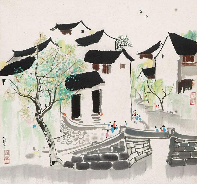 最喜欢吴大师的画,江南水乡的唯美,抽象,写意,多种画法,形神兼具,中西