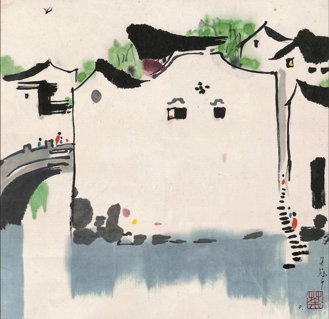 吴冠中水墨作品,有着江南水乡的唯美,抽象写意中西兼用!