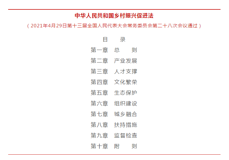 政策文件中华人民共和国乡村振兴促进法全文