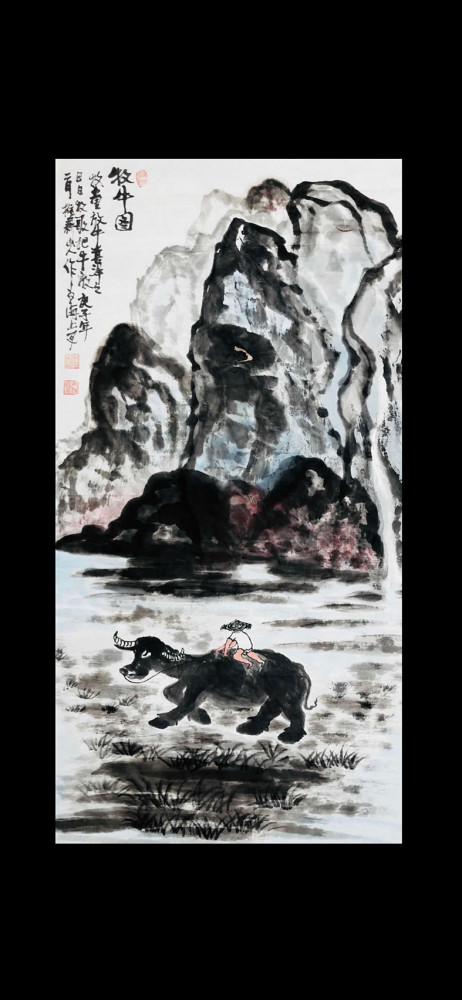 著名国画家,画牛大家,指墨画艺术大家朱祖国作品