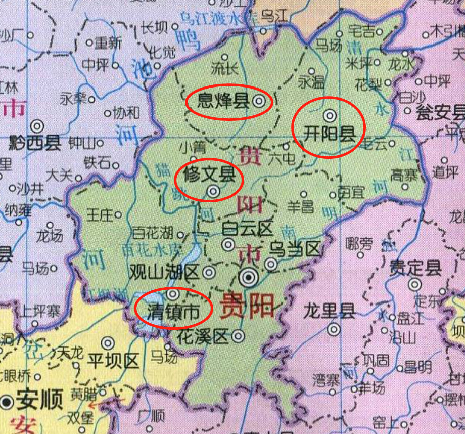 我们能够发现:这些地方都是距离贵阳市主城区较近的地方,和此前我们说