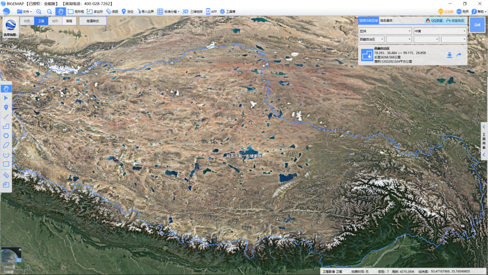 卫星地图来源:bigemap大地图 六,若羌县是我国行政面积最大的县