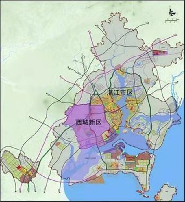 西城新区东至湛江市区,西接雷州市,南近东海岛,北靠麻章城区,距离