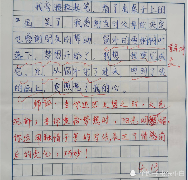 小学老师作文评语火了不仅有温度而且字迹堪比印刷体