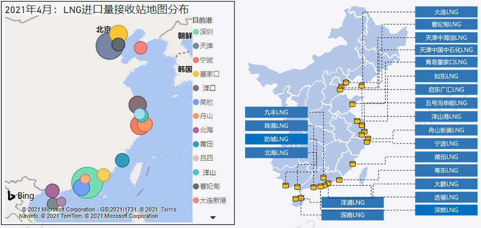 22个lng沿海接收站4月lng外贸船舶中国港口挂靠次数为100次,进口来源