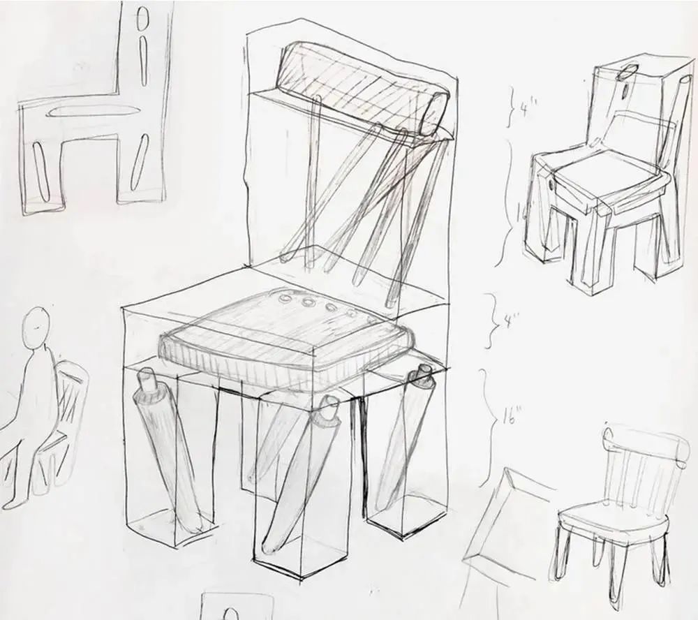 《爆炸的椅子》(exploded chair)设计草稿. 图片来自:joyce lin官网