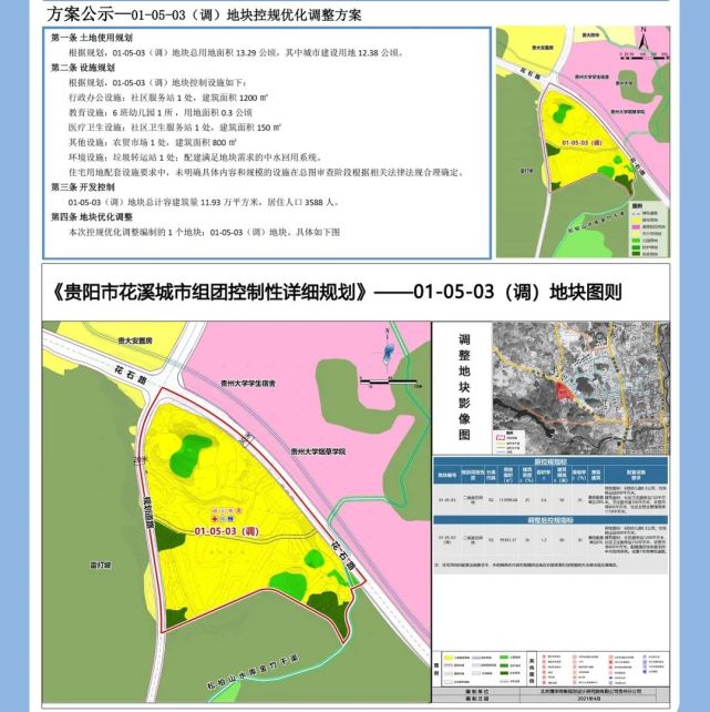 规划人口3588人调整多项内容花溪区贵大旁一地块规划调整