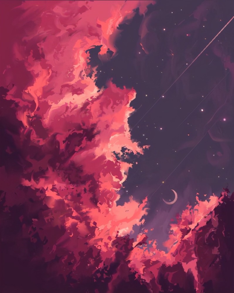 场景插画～夕阳下醉人的火烧云