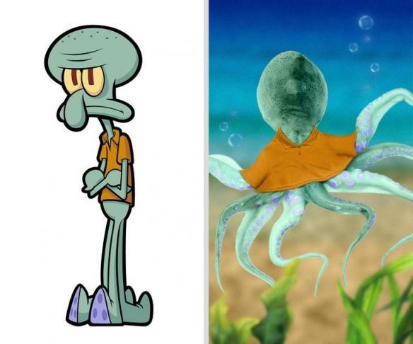 《海绵宝宝》动画中章鱼哥的原型看起来非常可怕,它有着八条腿.