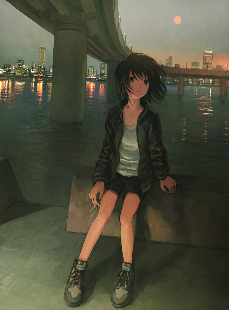 二次元壁纸(抽香烟的女孩)