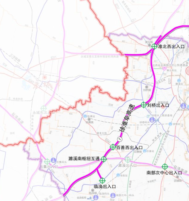 徐州-淮北-阜阳高速公路淮北段起点位于g30王寨服务区东,与g30连霍