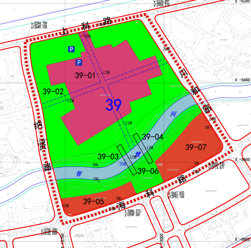 原规划图则 浦东新区张江中区单元39街坊,四至范围:  东至川和路  南