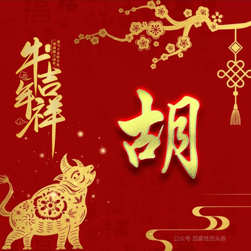 2021 牛年吉祥喜庆姓氏头像,祝你:牛年财源广进,岁岁平安祥和!