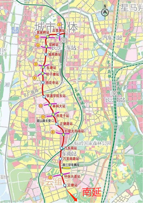 " 地铁7号线原规划是从西陇至云塘站,沿韶山路和远大路敷设, 途径20个