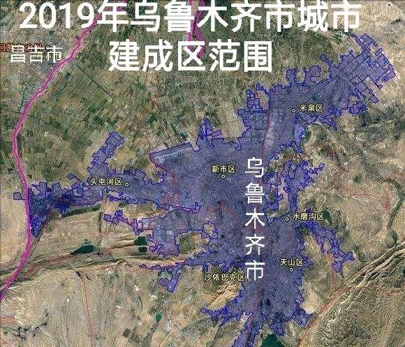 乌鲁木齐市城市建成区变迁图:由土城堡扩展到迪化城再