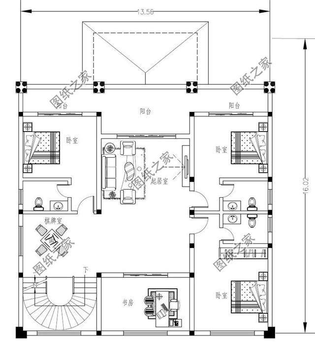 带旋转楼梯别墅设计图,建房子这三款户型一定不能少,赶快收藏