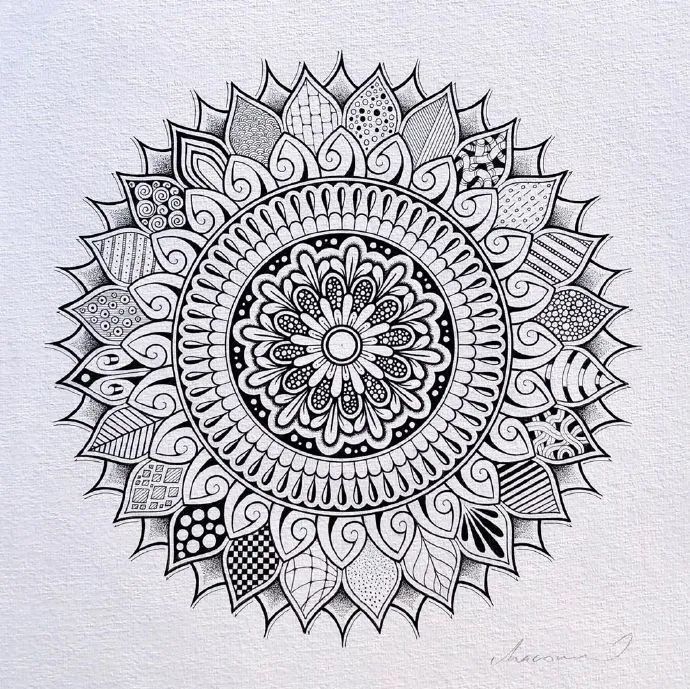 针管笔线描手绘图案,如此细腻得花多少耐心呢?