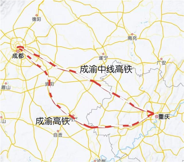 成都和重庆之间将拥有第二条时速350km/h的高铁,预留400提速条件