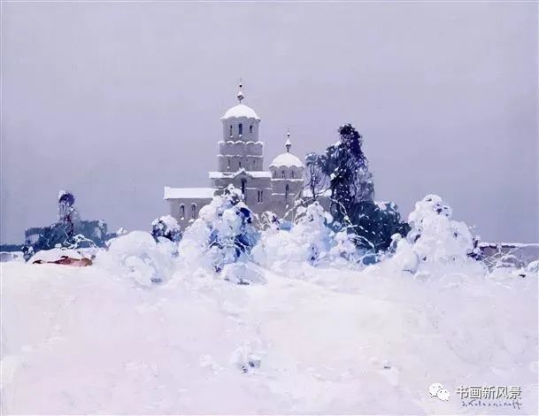 雪景油画迷人的乌克兰风情