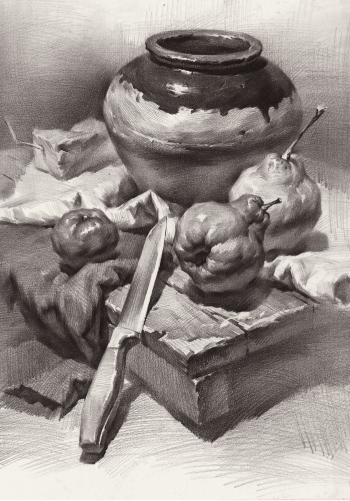 素描静物静物单体罐子素描画法不容错过