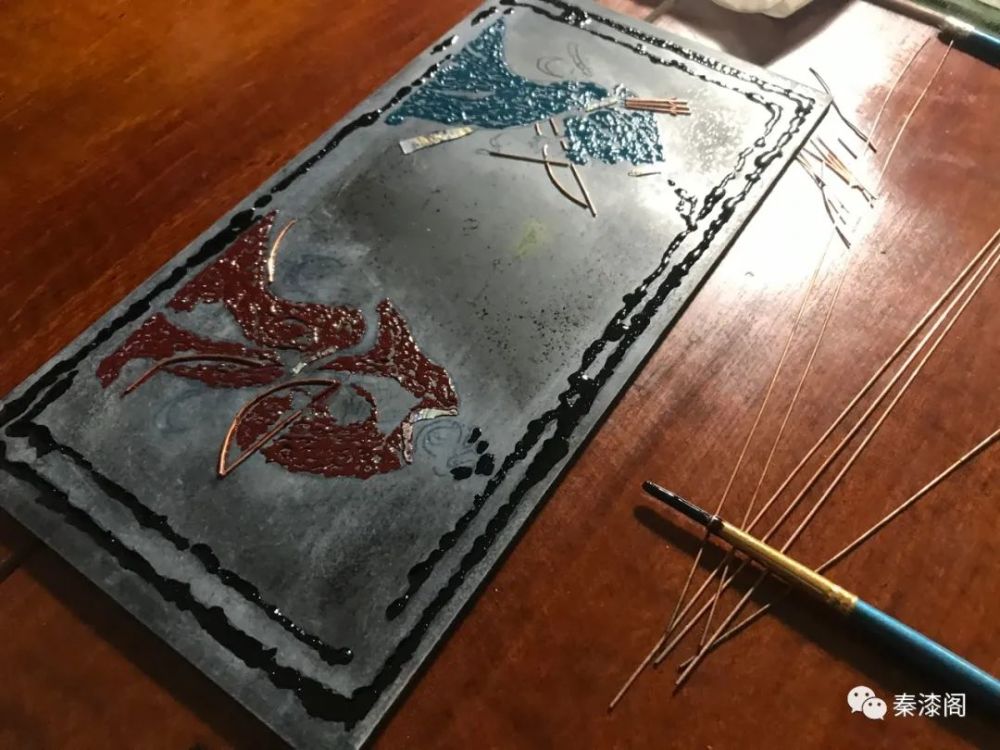 漆画制作过程(铜丝)