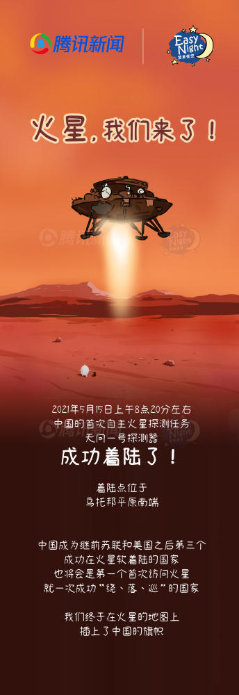 中国首次火星探测任务着陆火星取得圆满成功