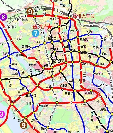 地铁9号线起于软件园东,终于仓山东岭路,线路连通软件园,长乐路,金融