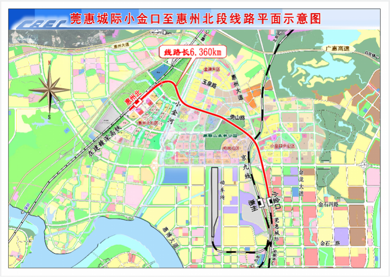 莞惠城际小金口至惠州北段线路平面示意图.