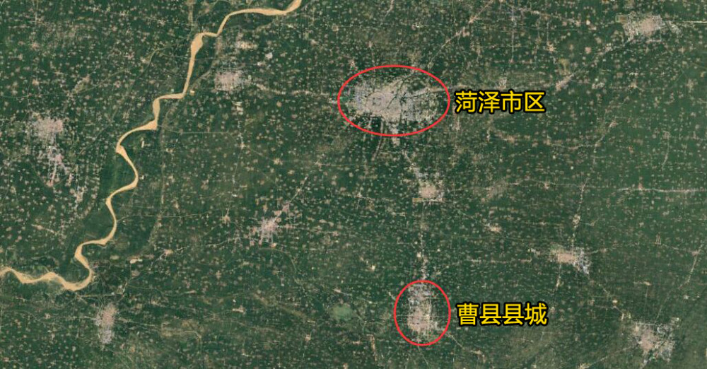 卫星航拍山东曹县县城没有五环建成区不足100平方公里