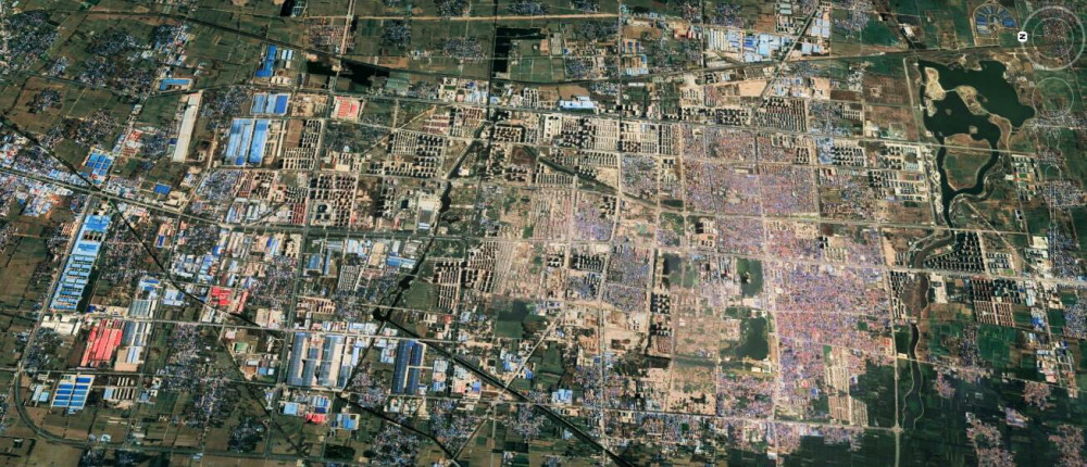 卫星航拍山东曹县县城:没有五环,建成区不足100平方公里