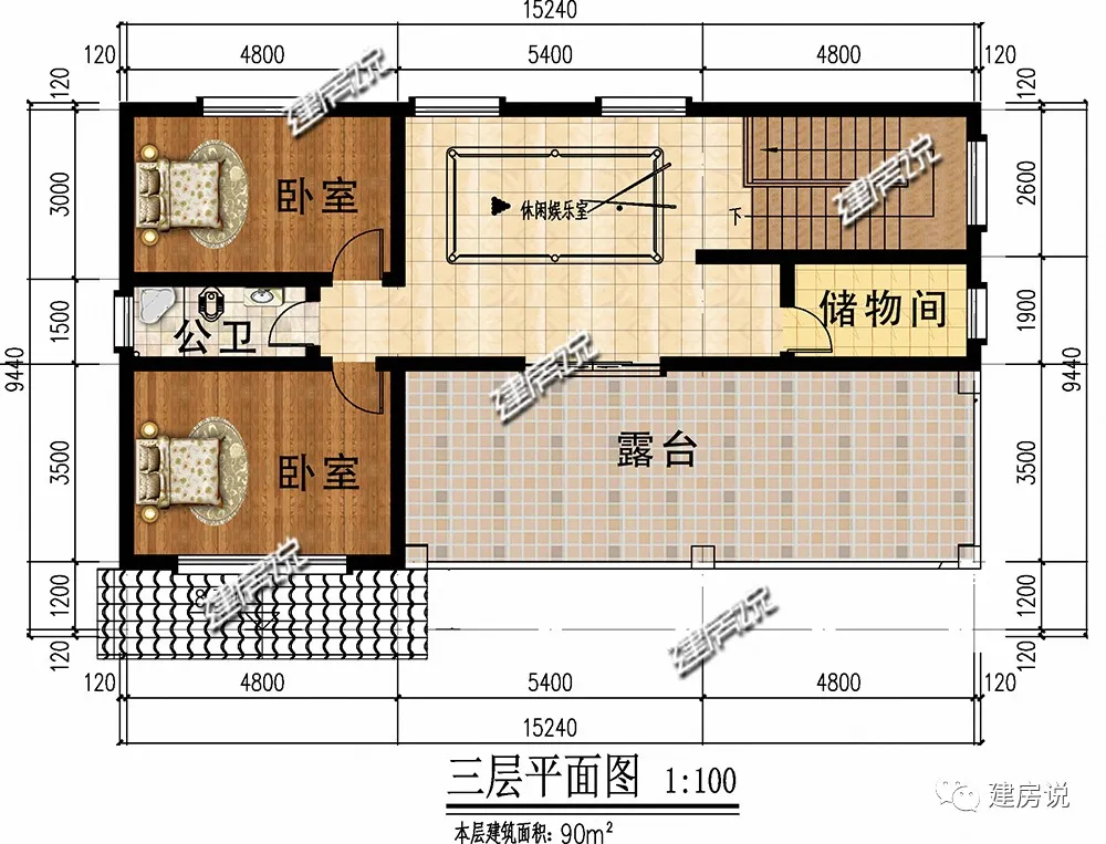 579米 品牌:建房说 别墅图纸编号:jf9808,主体毛坯参考造价