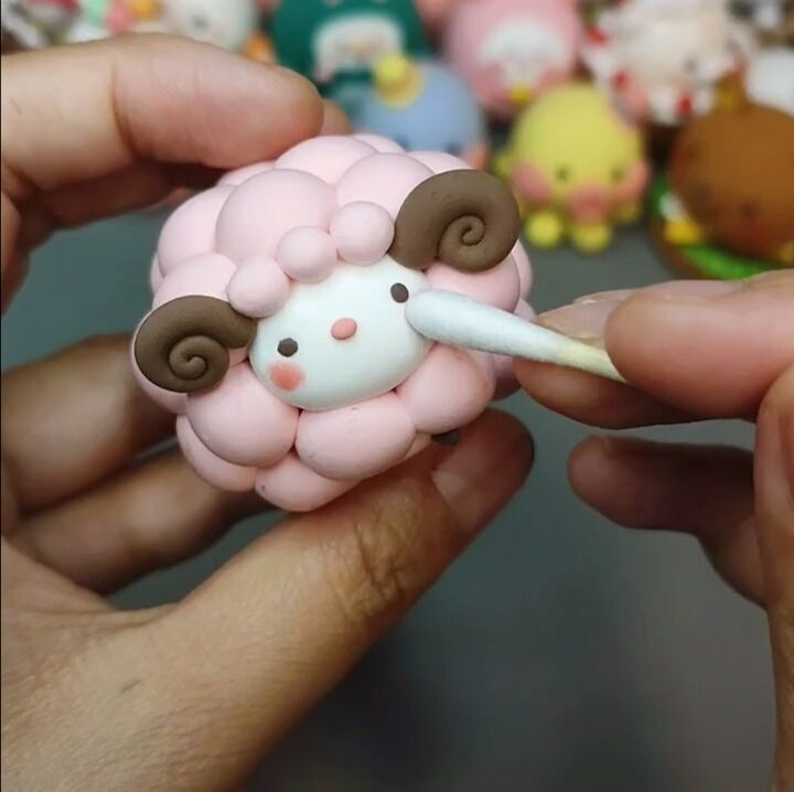 粉粉嫩嫩超可爱的超轻黏土小绵羊教程小孩超喜欢的手工